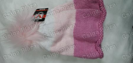 Csíkos 1 bojtos rózsaszín bojtos sapka_product